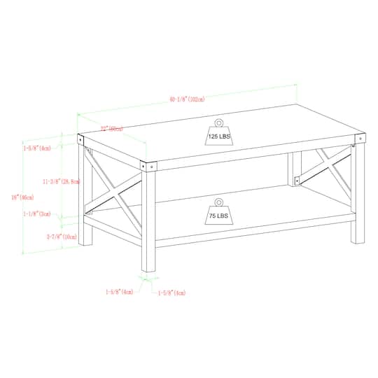Walker Edison Gray & Black Metal & Rustic Wood Coffee Table